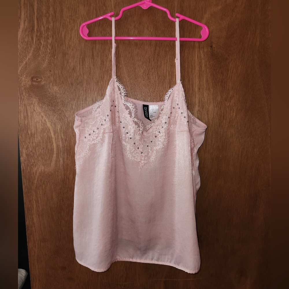 pink lace cami top